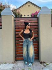 Plus Size Gradient-Colored Washed Jeans GYLN-9048