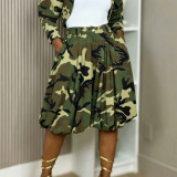 Camouflage Lantern Ruched Seventh Pants LSD-2912