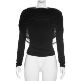 Long Sleeve Ruched Shawl Top GSBW-J26TP310