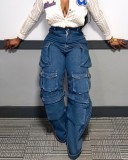 Fashion Multi-pockets Straight Jeans LSD-244777