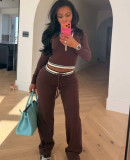 Stripe Patchwork Long Sleeve Pants 2 Piece Set LSD-2919