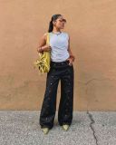 Plus Size Metal-Snap Straight Jeans GYLN-0706