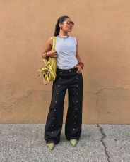 Plus Size Metal-Snap Straight Jeans GYLN-0706
