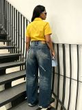 Plus Size Fashion Straight Jeans GYLN-4040
