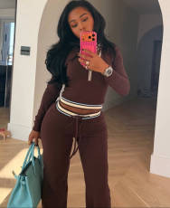 Stripe Patchwork Long Sleeve Pants 2 Piece Set LSD-2919