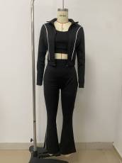 Long Sleeve Stripe Coat+Tank Top+Pants 3 Piece Set LSD-2887