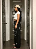 Plus Size Star Rhinestone Graffiti Jeans GYLN-8110
