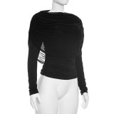 Long Sleeve Ruched Shawl Top GSBW-J26TP310