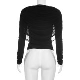 Long Sleeve Ruched Shawl Top GSBW-J26TP310