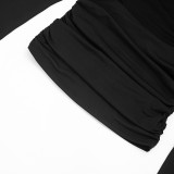 Long Sleeve Ruched Shawl Top GSBW-J26TP310