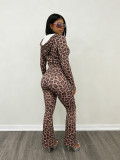 Leopard Print Long Sleeve Two Piece Pants Set LSD-2805