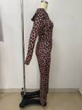Leopard Print Long Sleeve Two Piece Pants Set LSD-2805