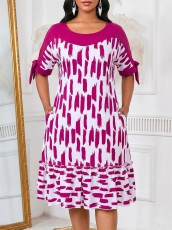 Fashion Print Short Sleeve Midi Dress GYLY-11331