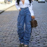 Fashion Multi-pockets Straight Jeans LSD-244777