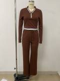 Stripe Patchwork Long Sleeve Pants 2 Piece Set LSD-2919