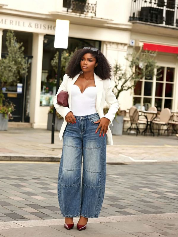 Plus Size Patchwork Wide Leg Jeans GYLN-0704