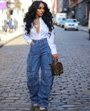 Fashion Multi-pockets Straight Jeans LSD-244777