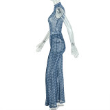 Sleeveless Print Slim Two Piece Pants Set GJYO-JS919210