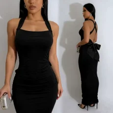 Sexy Backless Bow Maxi Dress GADE-9801
