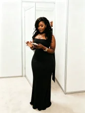 Solid Color Warp Chest Bandage Dress(With Scarf) GADE-10533