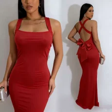 Sexy Backless Bow Maxi Dress GADE-9801
