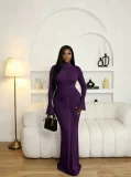 Mesh Patchwork Long Sleeve Maxi Dress GADE-11194