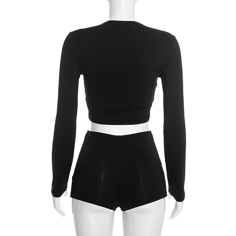 2026 Long Sleeve Zipper Top Two Piece Short Set GDSF-D26ST292 | DF
