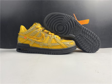 OFF-WHITE x N*ike Air Rubber Dunk “University Gold” CU6015-100