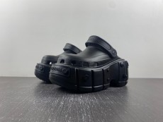 Men Women C*rocs x Ba*lenciaga Hardcrocs Slide 'Nero Silver'  687397‑W1S8N‑1010