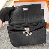 Black matt crocodile H*ermes Bag Top Quality 25CM
