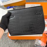 Black matt crocodile H*ermes Bag Top Quality 25CM