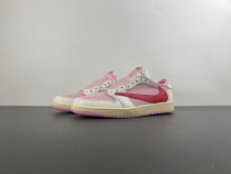 神版本1 T*ravis Scott × A*J1 Low  Shy Pink  IQ7604-101