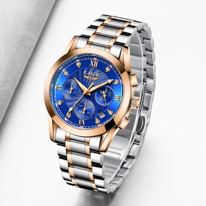 LIGE 2020 New Gold Watch Women Watches Ladies Creative Steel Women's Bracelet Watches Female Waterproof Clock Relogio Feminino