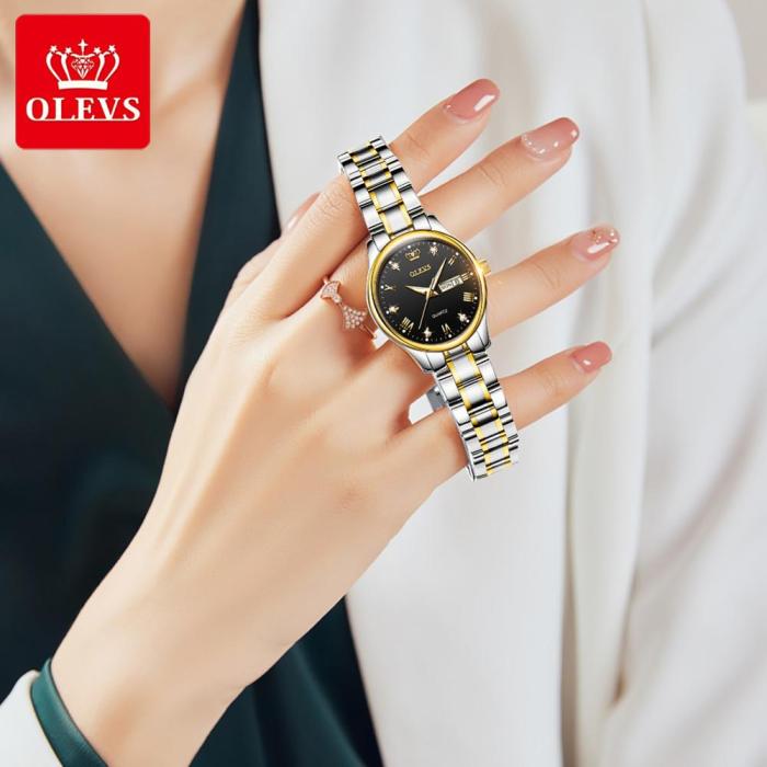 OLEVS Top Brand Women Quartz Watch Casual Luxury Dress Stianless Steel Waterproof Wristwatch for Lady zegarek damski 5563