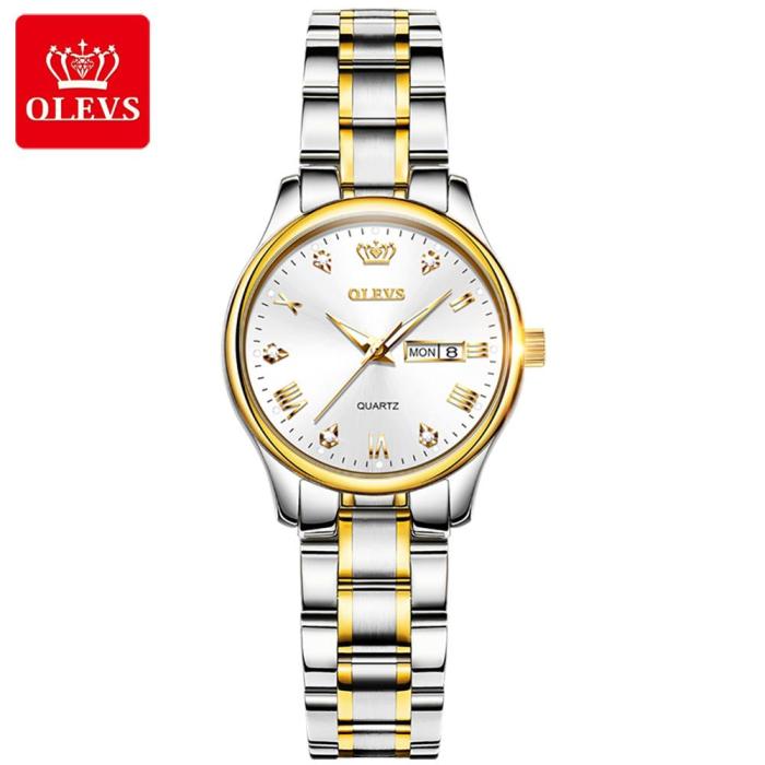 OLEVS Top Brand Women Quartz Watch Casual Luxury Dress Stianless Steel Waterproof Wristwatch for Lady zegarek damski 5563
