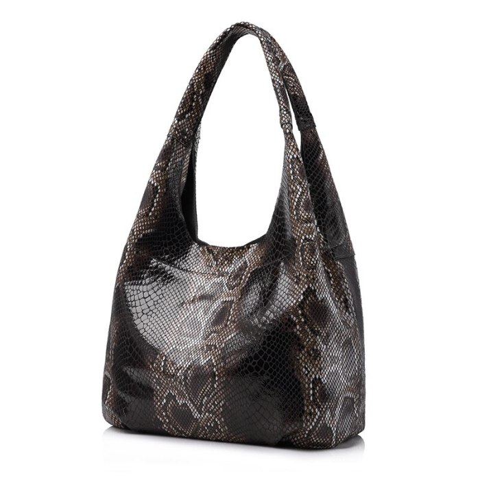 REALER genuine leather handbags large totes classic serpentine prints shoulder bag ladies hobos bags for women top-handle bucket
