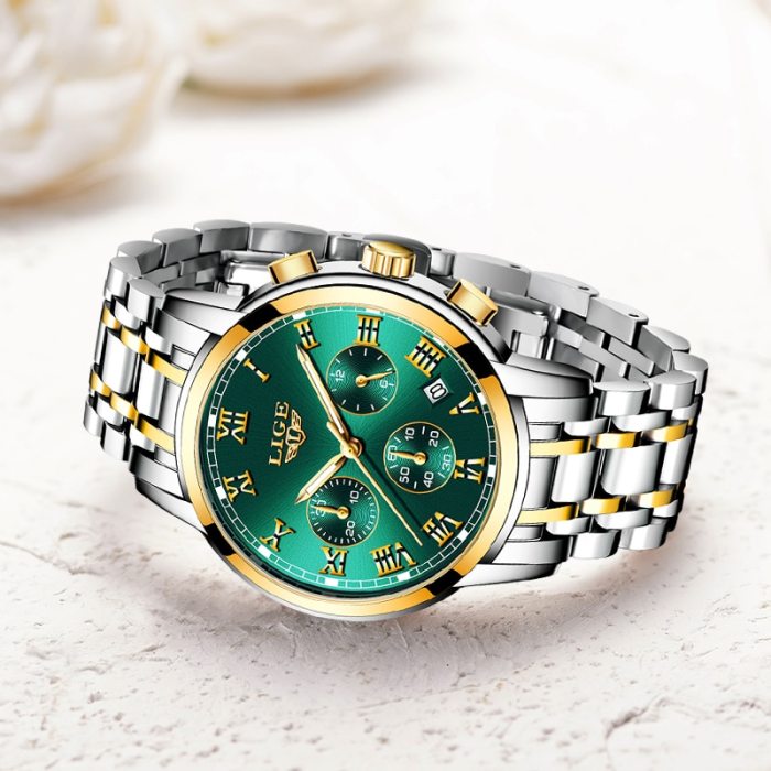 LIGE 2021New Fashion Women Watches Ladies Top Brand luxury Waterproof Quartz Clocks Watch Women Stainless Steel Date Gift Clock