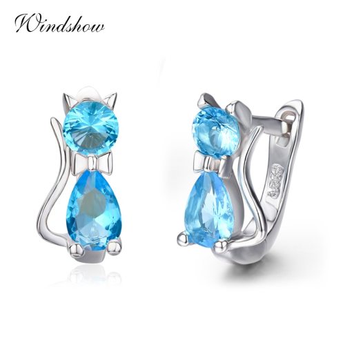 Cute Kitty Kitten Cat CZ 925 Sterling Silver Gatos Small Loop Huggies U Hoop Earrings For Kids Baby Girls Children Jewelry Aros