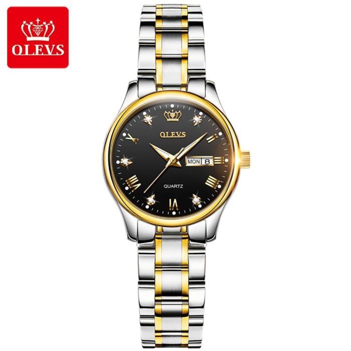 OLEVS Top Brand Women Quartz Watch Casual Luxury Dress Stianless Steel Waterproof Wristwatch for Lady zegarek damski 5563