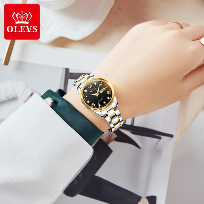 OLEVS Top Brand Women Quartz Watch Casual Luxury Dress Stianless Steel Waterproof Wristwatch for Lady zegarek damski 5563