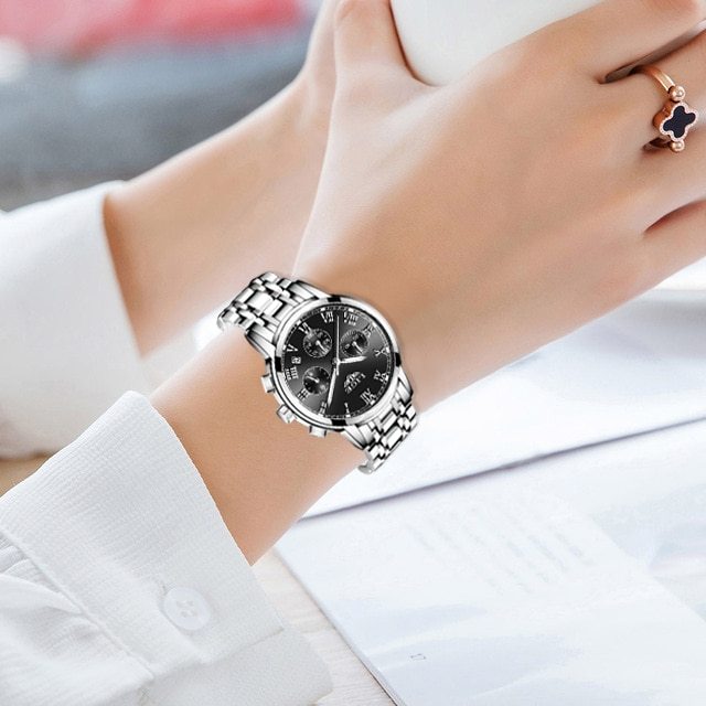 LIGE 2021New Fashion Women Watches Ladies Top Brand luxury Waterproof Quartz Clocks Watch Women Stainless Steel Date Gift Clock
