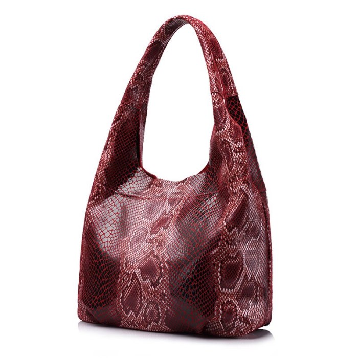 REALER genuine leather handbags large totes classic serpentine prints shoulder bag ladies hobos bags for women top-handle bucket