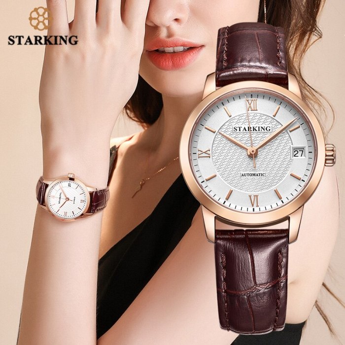 STARKING Relogio Feminino Automatic Women Watches Top Brand Luxury Ladies Watch Auto Date Mechanical Female Dress Watches White