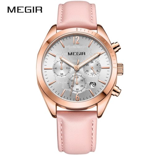 MEGIR Women's Genuine Leather Fashion Quartz Wrist Watch Hours Date Waterproof Watches Luxury Brand Clock Lady Relogio Feminino
