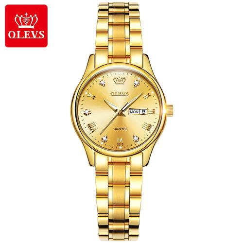 OLEVS Top Brand Women Quartz Watch Casual Luxury Dress Stianless Steel Waterproof Wristwatch for Lady zegarek damski 5563