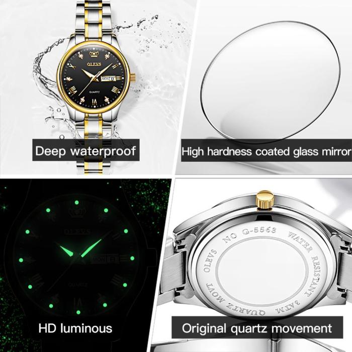 OLEVS Top Brand Women Quartz Watch Casual Luxury Dress Stianless Steel Waterproof Wristwatch for Lady zegarek damski 5563