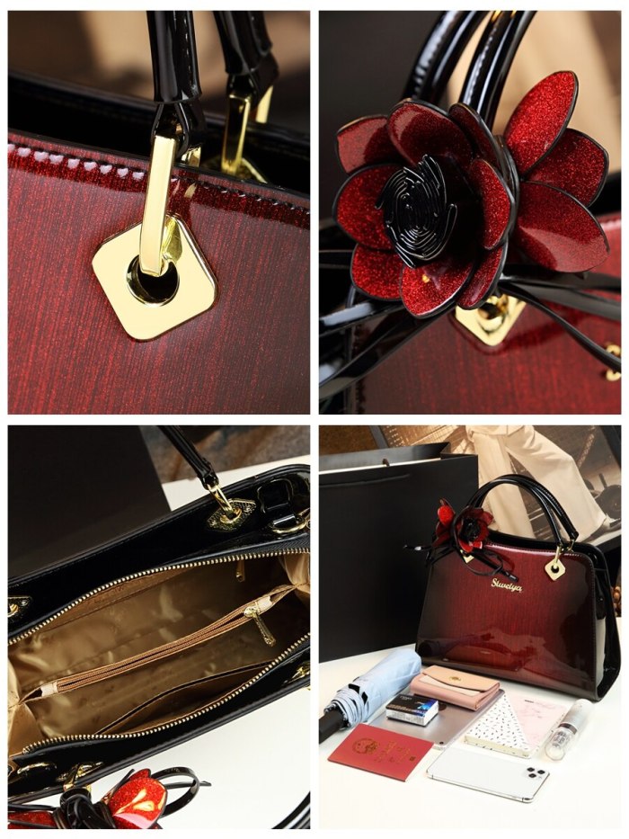 Fashion luxury high quality patent leather women's handbags famous brand ladies evening clutch messenger bag red wedding totes