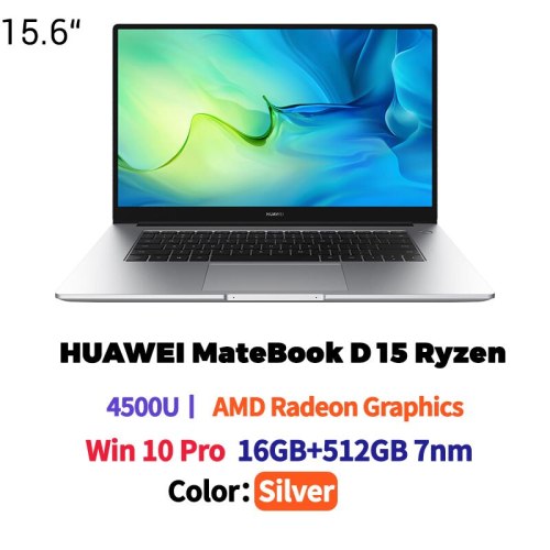 Huawei MateBook D 15 2020 Laptop 15.6 inch AMD Ryzen r5-4500U/r7-4700U 7nm crafts 16GB DDR4 512GB SSD Windows 10 Pro English
