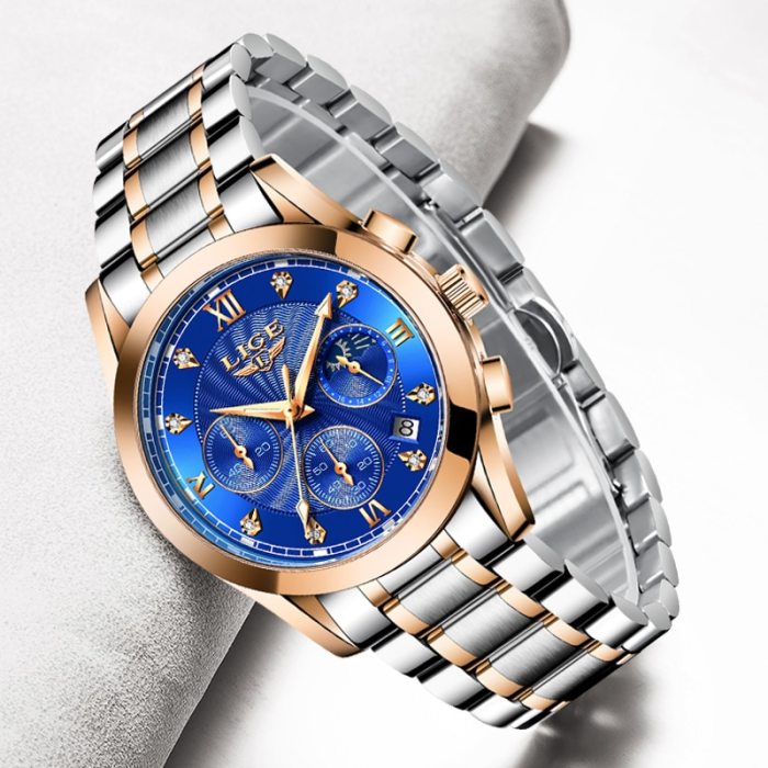 LIGE 2020 New Gold Watch Women Watches Ladies Creative Steel Women's Bracelet Watches Female Waterproof Clock Relogio Feminino