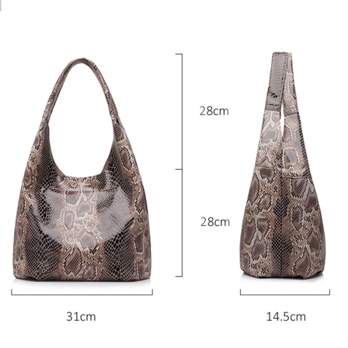 REALER genuine leather handbags large totes classic serpentine prints shoulder bag ladies hobos bags for women top-handle bucket
